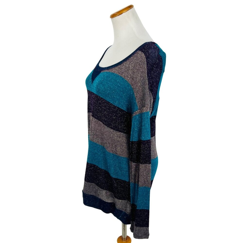 NWT Splendid Shimmery Striped Slouchy Lurex Sweater Knit | Glamoratti Sirencore - Picture 12 of 16
